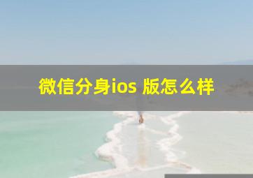 微信分身ios 版怎么样